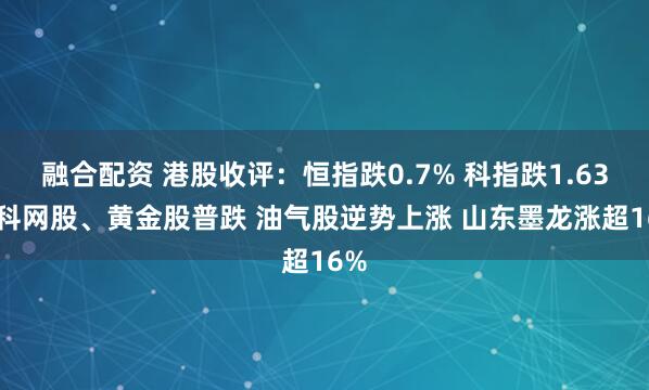 融合配资 港股收评：恒指跌0.7% 科指跌1.63% 科网股、黄金股普跌 油气股逆势上涨 山东墨龙涨超16%