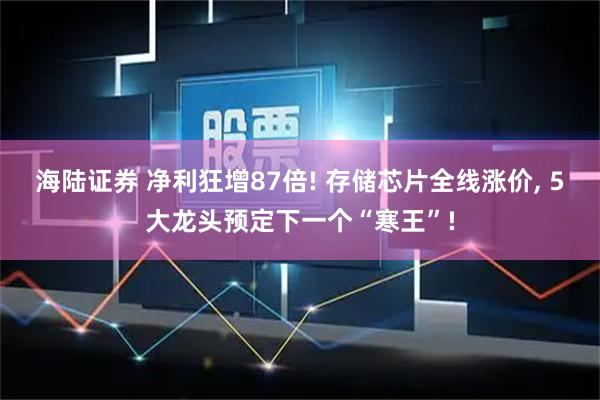 海陆证券 净利狂增87倍! 存储芯片全线涨价, 5大龙头预定下一个“寒王”!